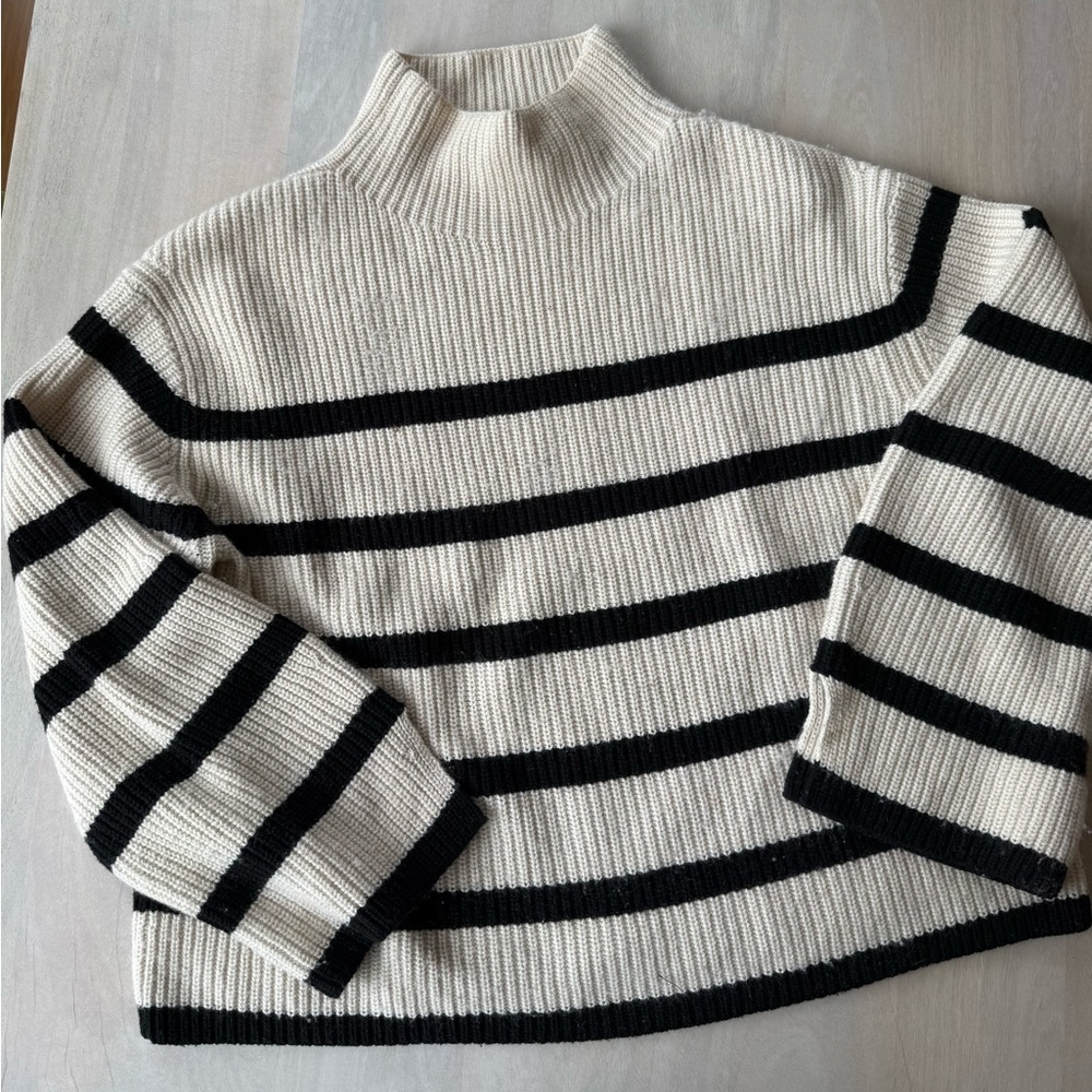 & Other Stories Black and Cream Cowl Neck Sweater